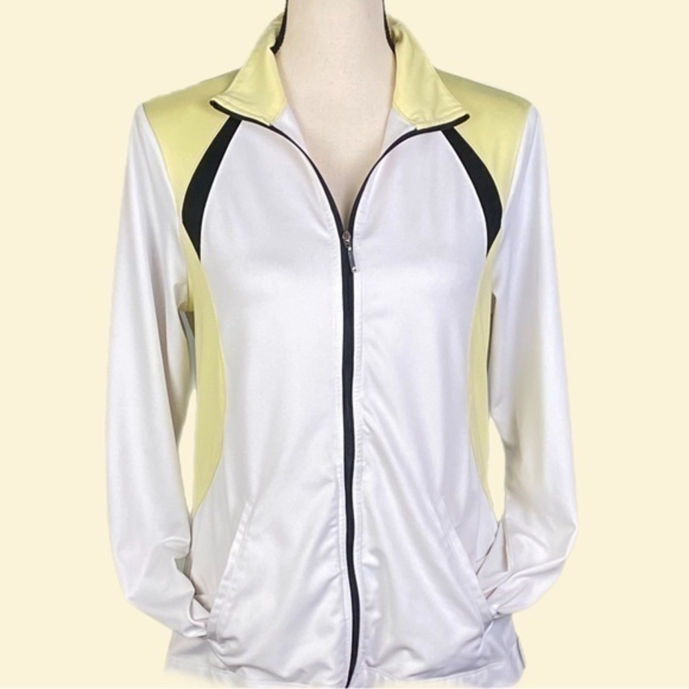 IZOD “PerformX” white with yellow and black trim jacket in size Small. EUC